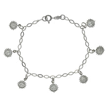 Load image into Gallery viewer, Sterling Silver Italian Dangle Sun Charm Bracelet