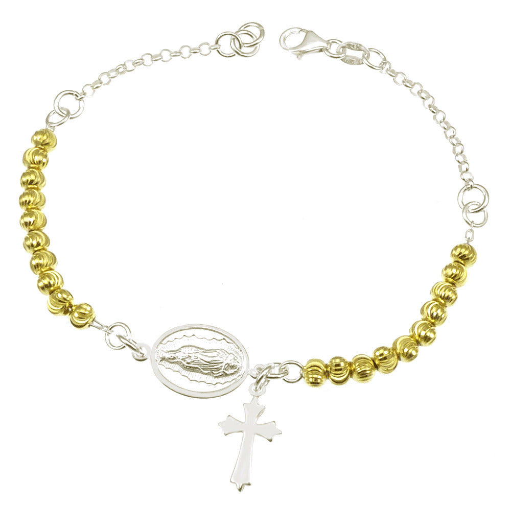 Sterling Silver Two-Tone-Rosary Bracelet