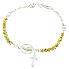 Sterling Silver Two-Tone-Rosary Bracelet