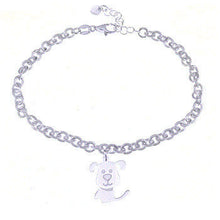 Load image into Gallery viewer, Sterling Silver Rolo Satin Finish With Dog Charm Bracelet