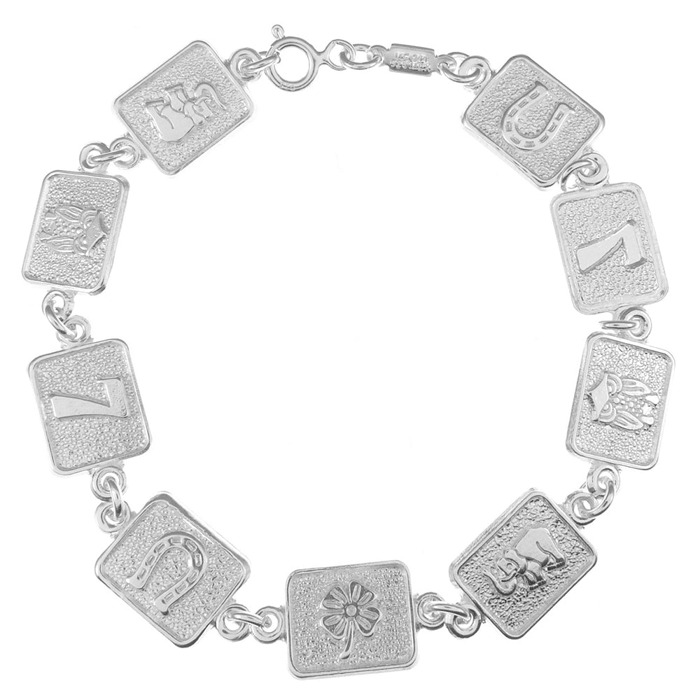 Sterling Silver Lucky Charm Bracelet Length-7inch, Width-9.8mm