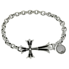 Load image into Gallery viewer, Sterling Silver Side Cross Oxidized Bracelet