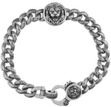 Sterling Silver Oxidized Unique Lion Bracelet Length-8inch, Width-17mm