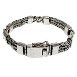 Sterling Silver 3 Links Bali Byzantine Oxidized Bracelet