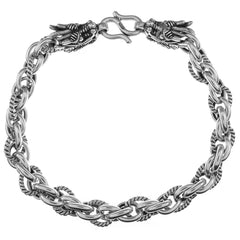 Sterling Silver Unique Dragon Head Bracelet Width-6.5mm
