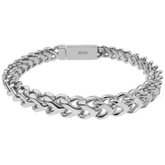 Sterling Silver Hollow Franco Men Vracelet Width-6.5mm, Length-8inch