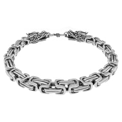 Sterling Silver Bali Byzantine Dragon Head Bracelet Width-6.3mm