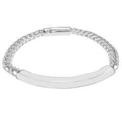 Sterling Silver Hollow Franco Engravable Bar Men Vracelet Width-5.3mm, Length-8inch