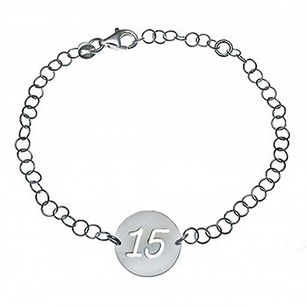 Italian Sterling Silver Stylish Quincenera BraceletAnd Length of 7  Plus 1  Extension