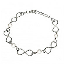 Load image into Gallery viewer, Italian Sterling Silver Infinity &amp; Freshwater Pearl BraceletAnd Length 8.5 inch