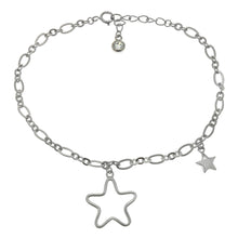 Load image into Gallery viewer, Sterling Silver Dangle Star Bracelet With Bezel Setting Round CZ Ending