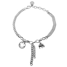 Load image into Gallery viewer, Sterling Silver Smiley Emoji Elephant Link Chain Bracelet Length-7+1inch