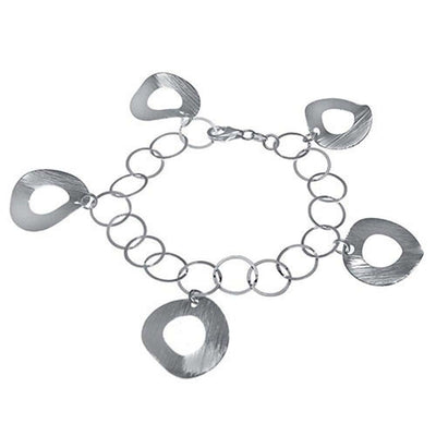 Italian Sterling Silver Round Charm Bracelet with Bracelet Dimension of 10MMx177.8MM