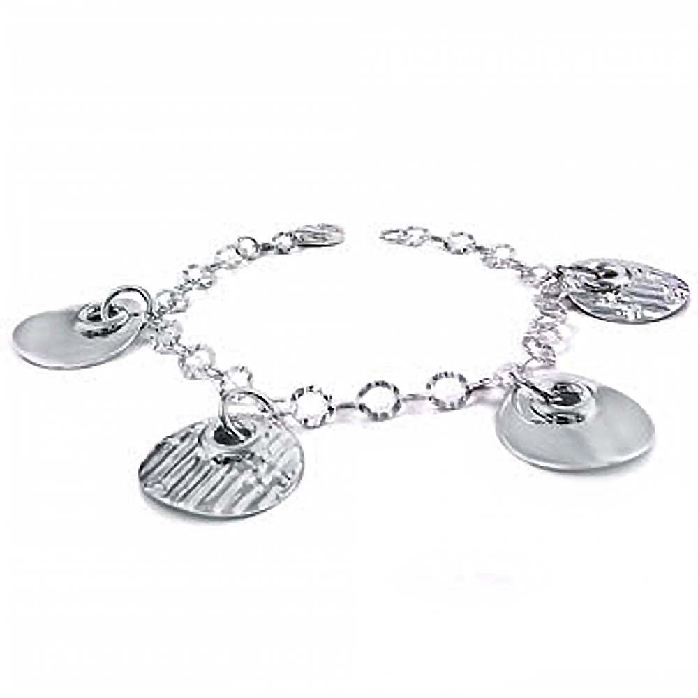 Italian Sterling Silver Diamond Cut Rolo Chain with Circle Charms BraceletAnd Bracelet Dimension of 5MMx177.8MM
