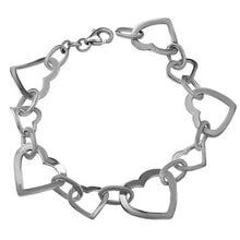 Load image into Gallery viewer, Italian Sterling Silver Floating Heart Bracelet with Bracelet Dimension of 14MMx177.8MM