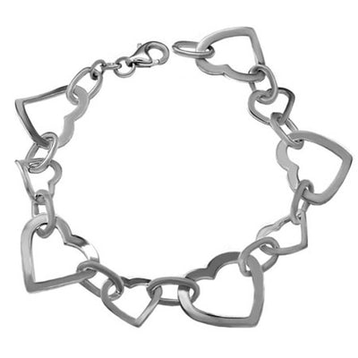 Italian Sterling Silver Floating Heart Bracelet with Bracelet Dimension of 14MMx177.8MM