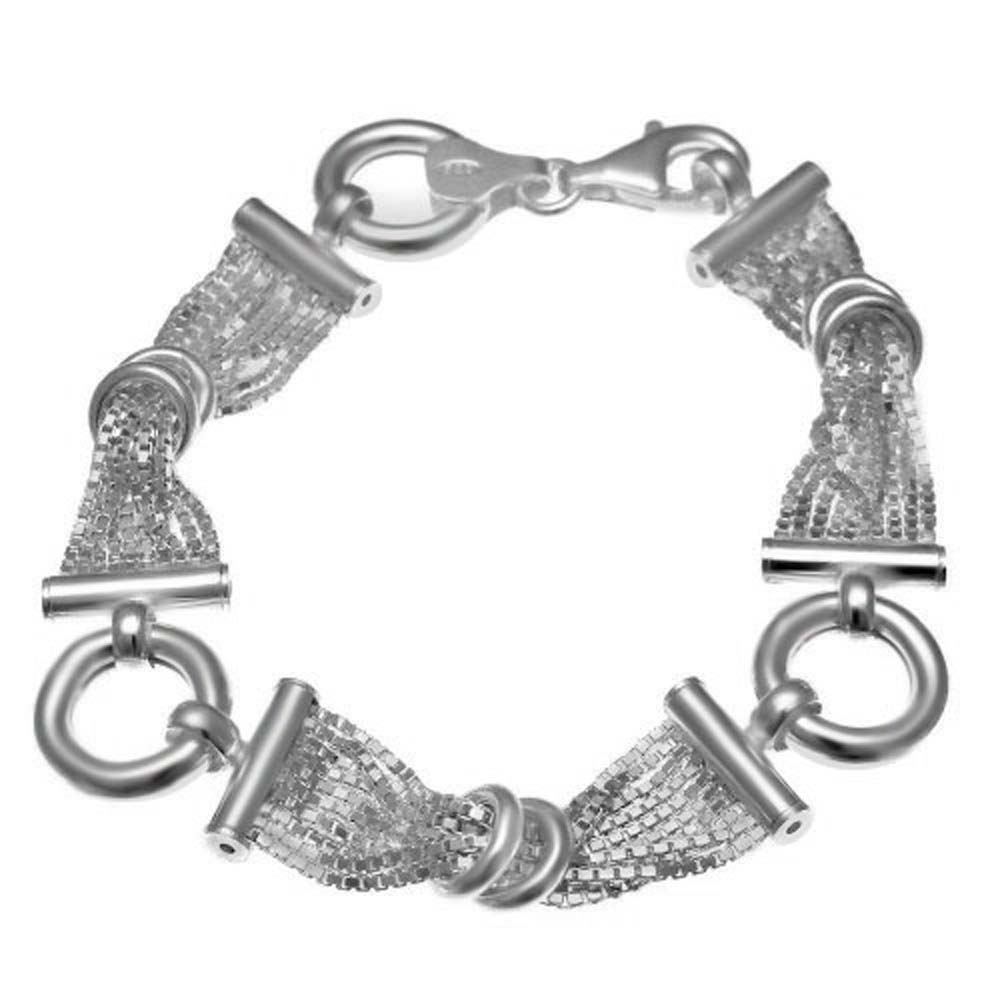 Italian Sterling Silver Fancy Box Chains Bracelet with Bracelet Dimension of 12MMx177.8MM