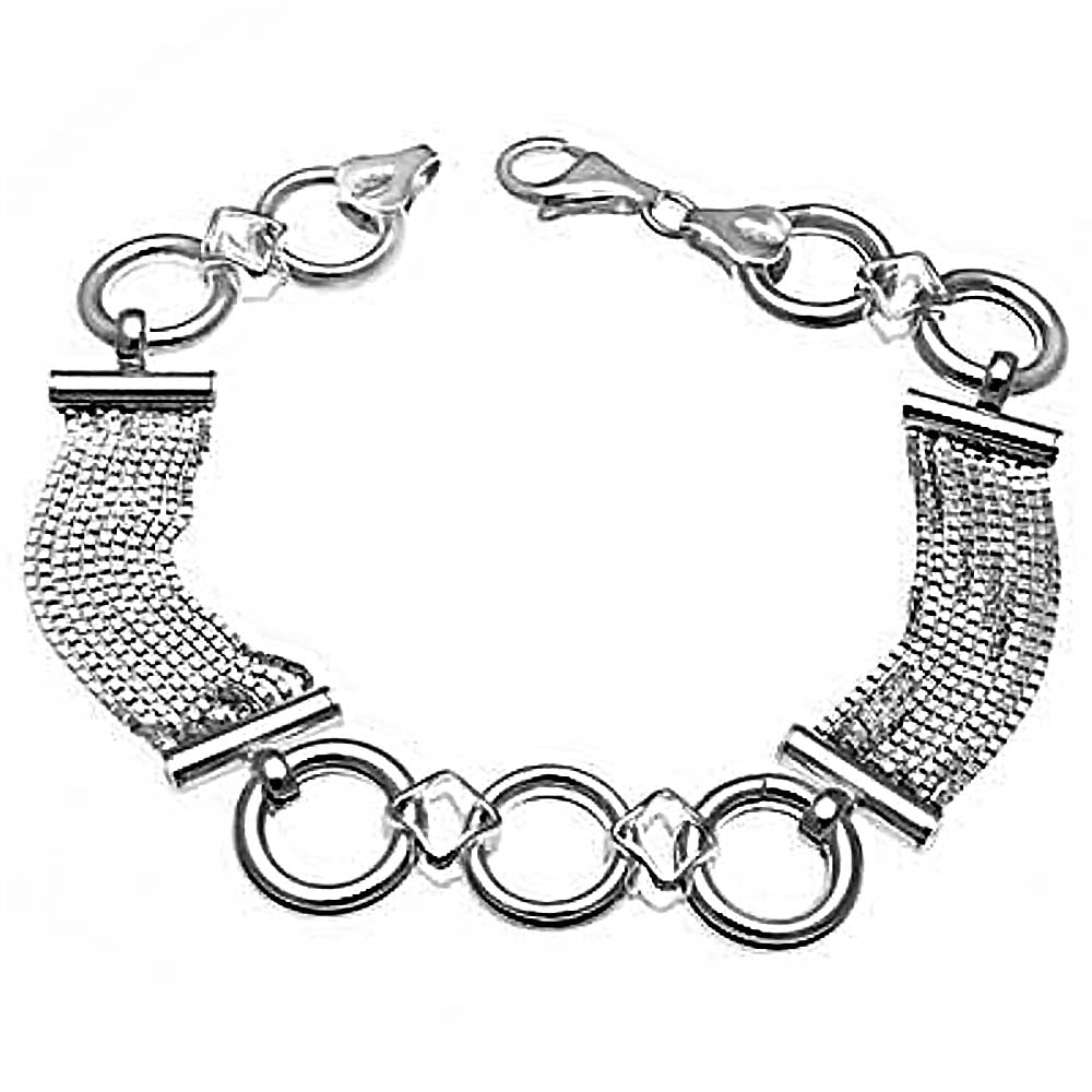 Sterling Silver Box Chain with Circle of Life BraceletAnd Bracelet Dimension of 12MMx190.5MM