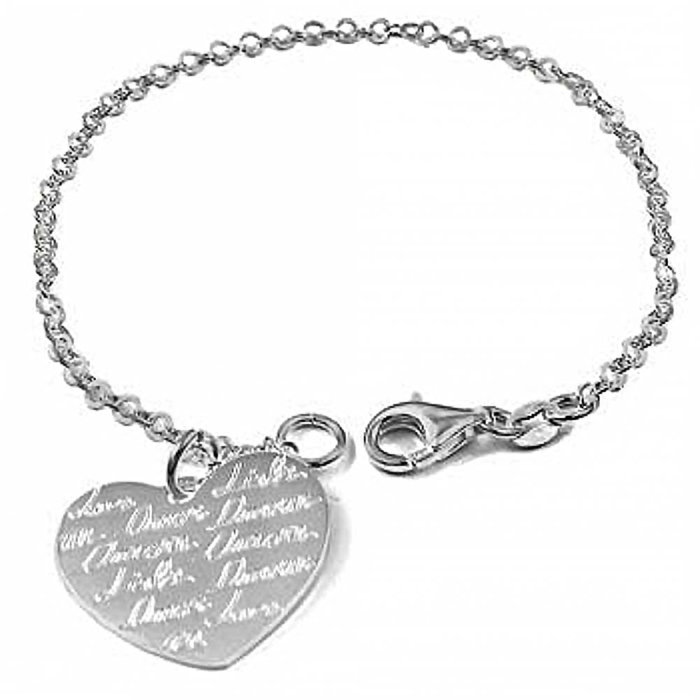 Italian Sterling Silver Love Heart Bracelet which is Engravable on the othe SideAnd Bracelet Dimension of 2.25MMx177.8MMAnd Heart Charm Width of 22MM and Face Height of 19.05MM