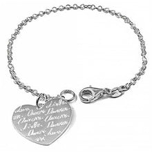 Load image into Gallery viewer, Italian Sterling Silver Love Heart Bracelet which is Engravable on the othe SideAnd Bracelet Dimension of 2.25MMx177.8MMAnd Heart Charm Width of 22MM and Face Height of 19.05MM