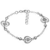 Italian Sterling Silver Fancy Heart Bracelet with Bracelet Extension of 1  and Lobster Claw Clasp Closure