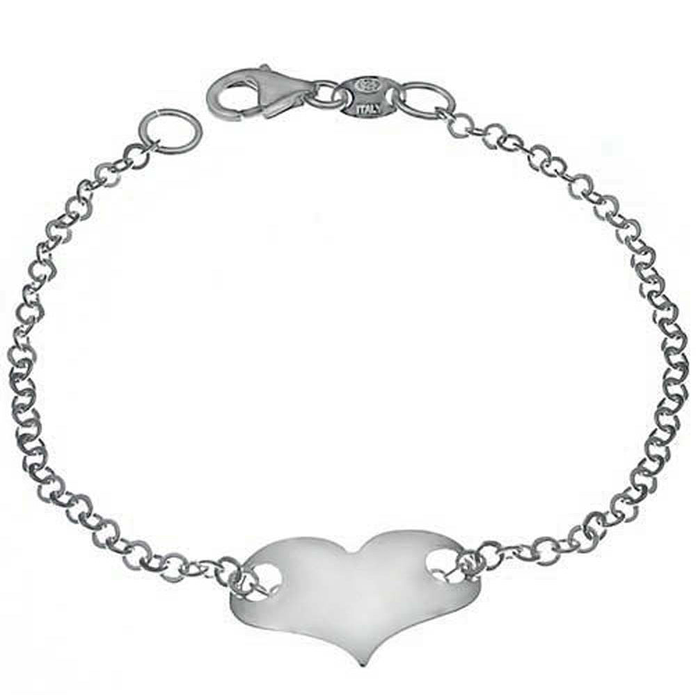 Italian Sterling Silver Movable Heart Bracelet with Bracelet Length of 177.8MM