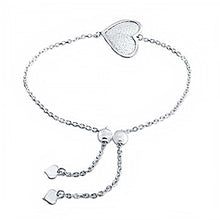 Load image into Gallery viewer, Italian Sterling Silver Stylish Hammer Heart Adjustable BraceletAnd Adjustable Length of Up to 8.5