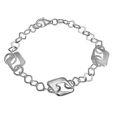 Italian Sterling Silver Lozenge Shape Bracelet with Bracelet Dimension of 11MMx177.8MM