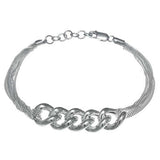 Sterling Silver Fancy Curb Bracelet with Adjustable Length from 7  to 8  and Bracelet Width of 11MM