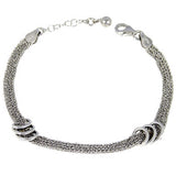 Sterling Silver Italian Design 4 Rock Chain and 6 Circle Bracelet with Bracelet Adjustable Length of 177.8MM to 190.5MM and Bracelet Width of 8.5MM