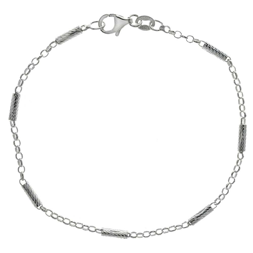 Sterling Silver Italian Design Diamond Cut Bracelet with Bracelet Width of 2MM