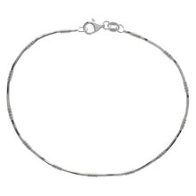 Load image into Gallery viewer, Italian Sterling Silver 8 Side Snake Chain with 3 Bead Bracelet And Bracelet Width of 2MM