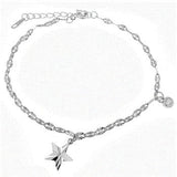 Sterling Silver Dangle D/C Star-Small Bezel CZ Rhodium Bracelet