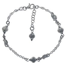 Load image into Gallery viewer, Italian Sterling Silver 3 Turtles and Diamond-Cut Balls BraceletAnd Adjustable Bracelet Length of 177.3MM to 203.2MM and Ball Width of 5.5MM