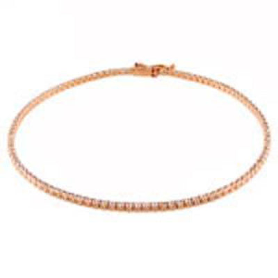 Sterling Silver Rose Gold Round Cz Tennis Bracelet with Bracelet Dimension of 2MMx190.5MM
