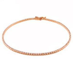 Sterling Silver Rose Gold Round Cz Tennis Bracelet with Bracelet Dimension of 2MMx190.5MM