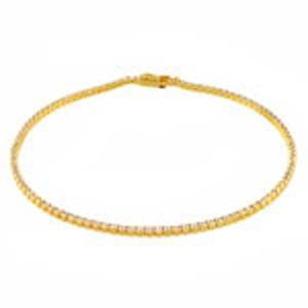 Sterling Silver Gold Plated Round Cz Tennis Bracelet with Bracelet Dimension of 2MMx190.5MM