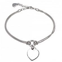 Load image into Gallery viewer, Italian Rhodium Plated Sterling Silver Plain Heart Popcorn Chain Bracelet with Bracelet Dimensions of 3MMx177.8MM and Lobster Clasp ClosureAnd Extra Length of 1