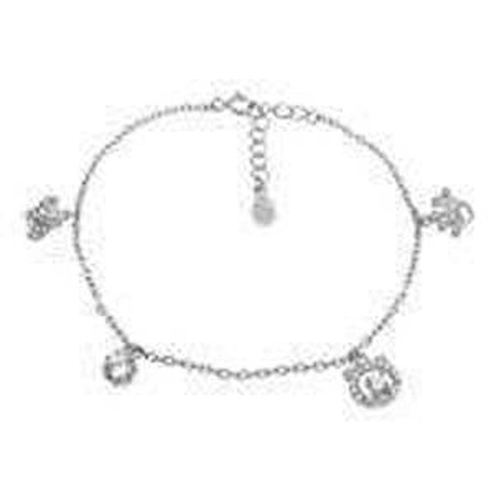 Sterling Silver Cubic Zirconia Charms Rhodium BraceletAnd Length 7.5 inches
