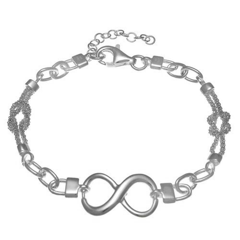 Italian Sterling Silver Fashionable Inifinity Sign with Love Knot BraceletAnd Bracelet Length of 7.25  Plus Extension of 1  and Lobster Claw Clasp