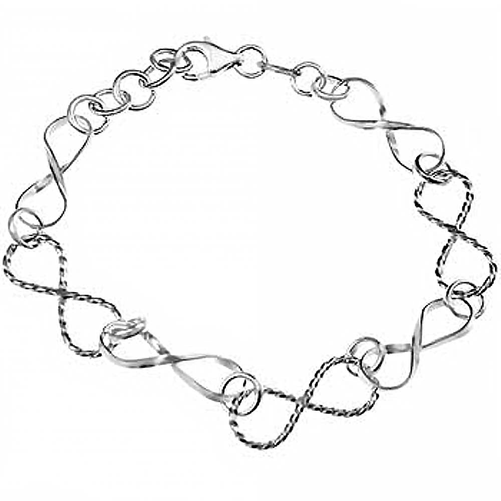 Italian Sterling Silver Infinity Bracelet with Bracelet Extension of 1  and Lobster Claw Clasp Closure