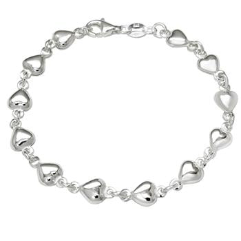 Sterling Silver Puff Heart Bracelet