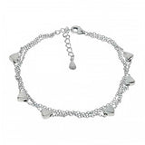 Sterling Silver 3 Cable Strands W. Heart Rhodium Bracelet And width 4.6 mmAnd Length 6.5 inch\r\n
