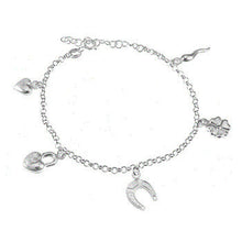 Load image into Gallery viewer, Sterling Silver Rolo With Lucky Charm Bracelet