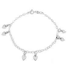 Load image into Gallery viewer, Sterling Silver Small Dangle Heart Charm Bracelet