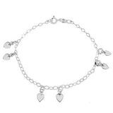 Sterling Silver Small Dangle Heart Charm Bracelet