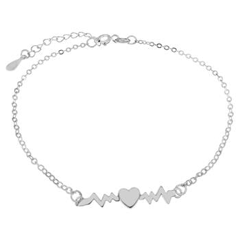 Sterling Silver Heartbeat Rhodium Bracelet