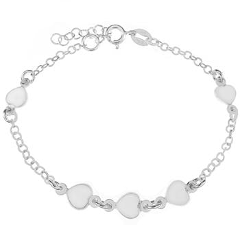 Italian Sterling Silver Flat Rolo Heart Bracelet