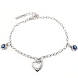 Sterling Silver Rhodium Plated Round Lab Created Blue Sapphire Heart Pendant