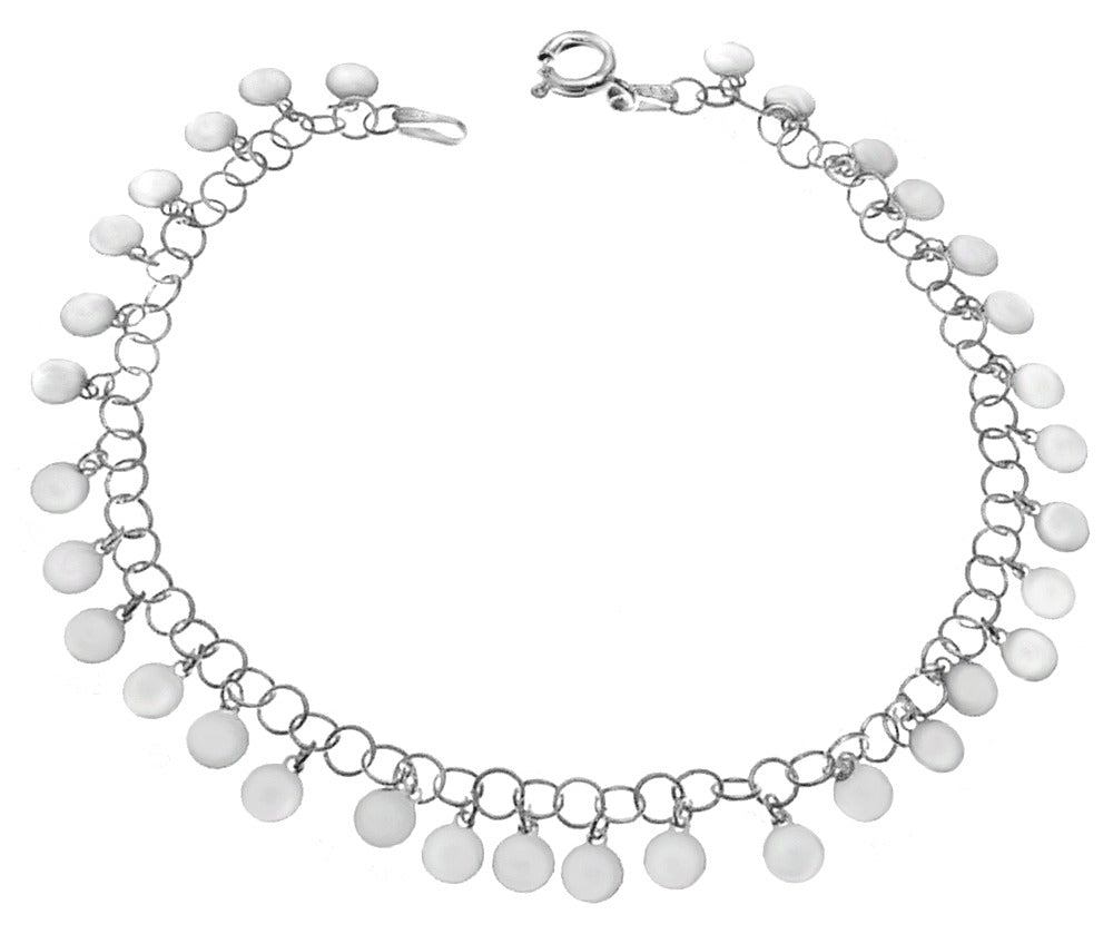 Sterling Silver Dangle Round Disc Bracelet